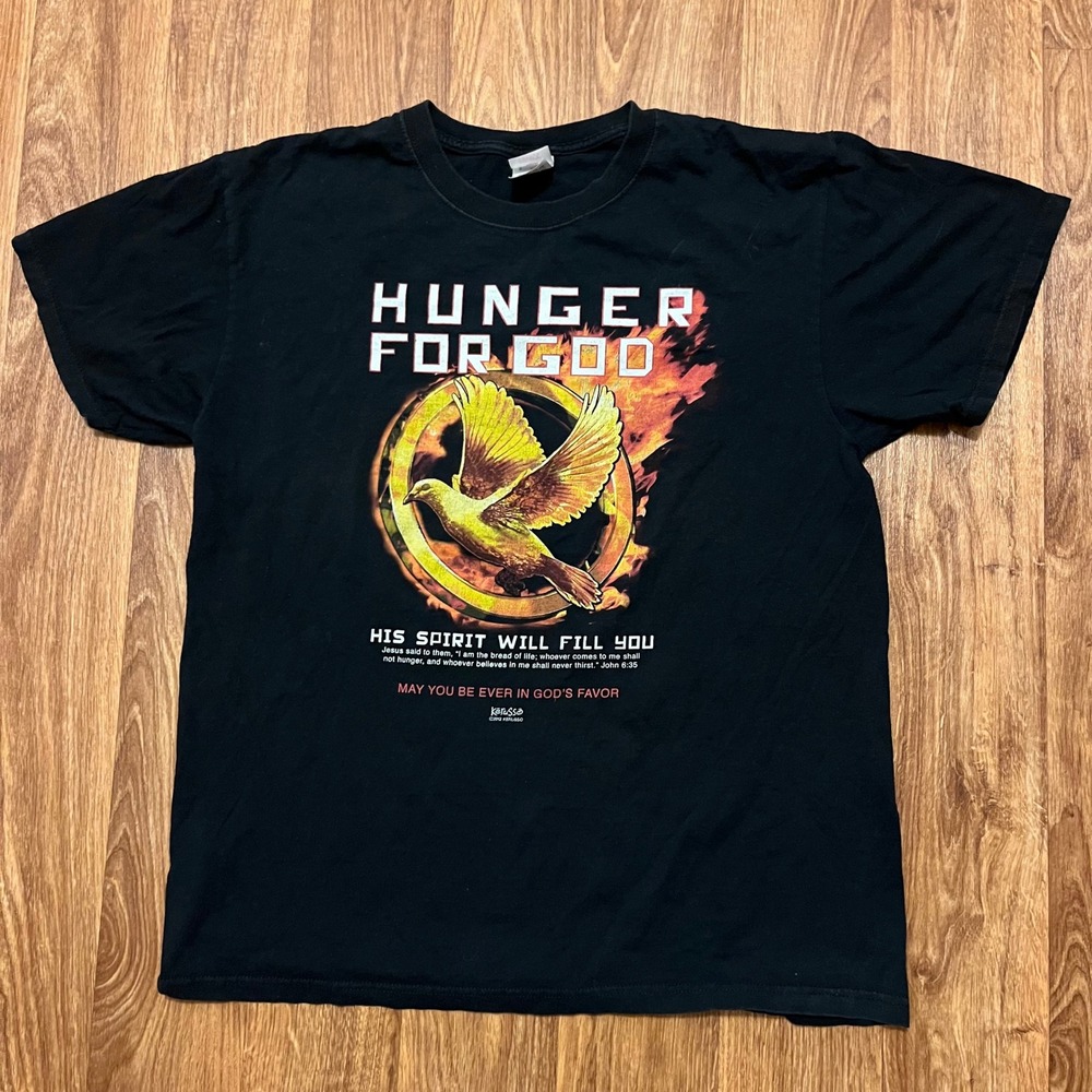 Kerusso Christian Shirt Men Lg Black Hunger For God Graphic